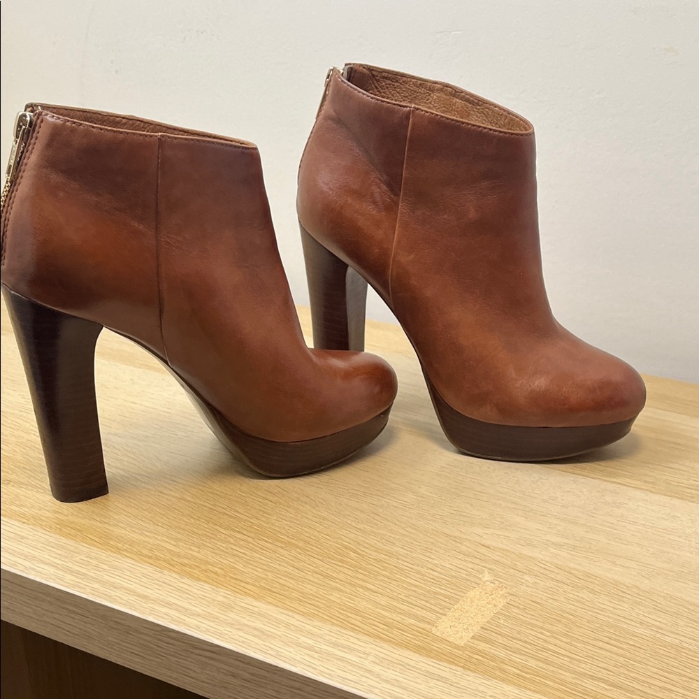 Aldo Chestnut Heeled Ankle Boots